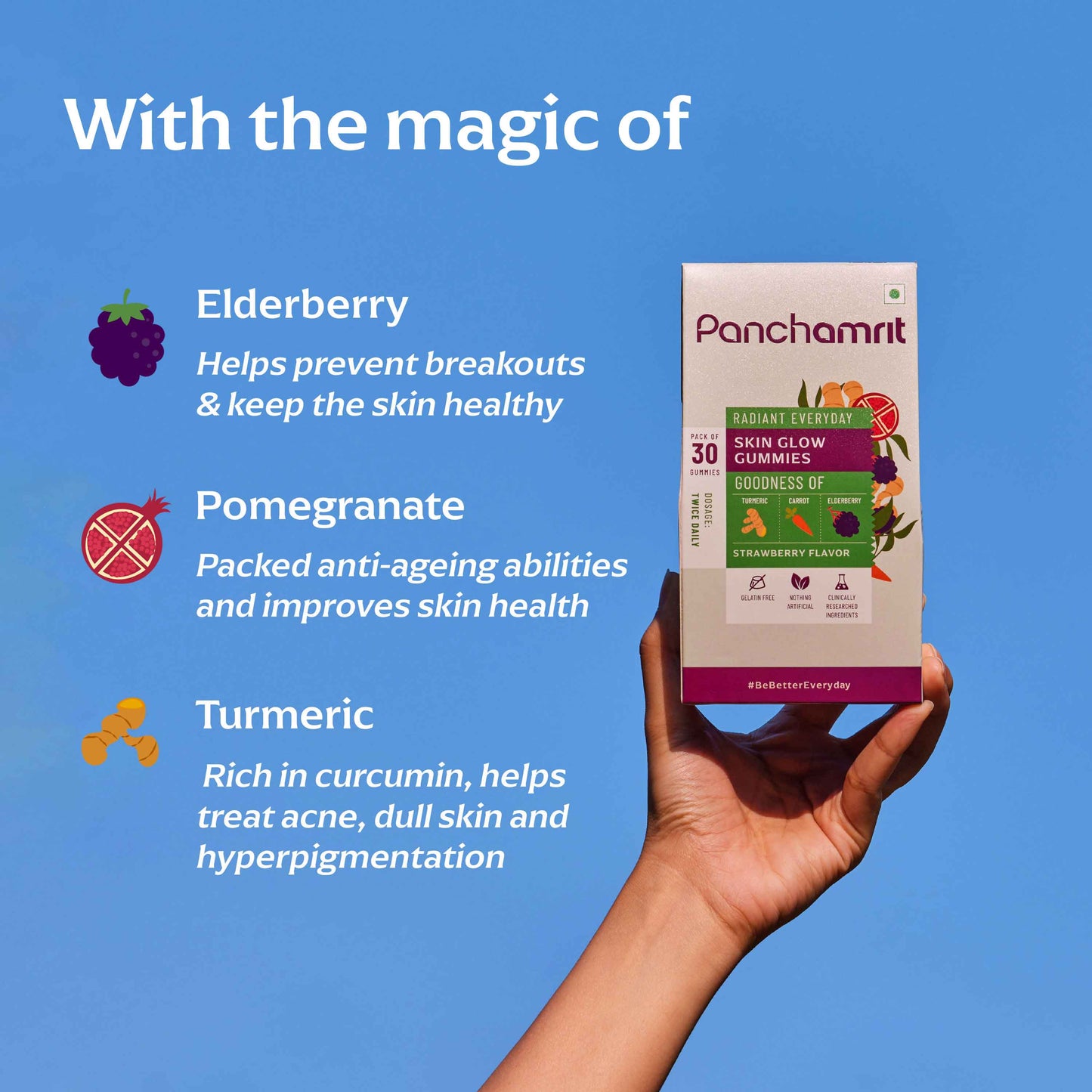 Panchamrit Skin Glow Gummies | Strawberry Flavor