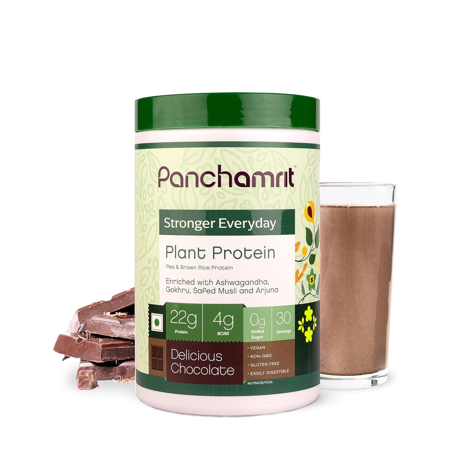 Pack of 500g | Plant Protein Powder with Ayurvedic Herbs | Chocolate Flavor